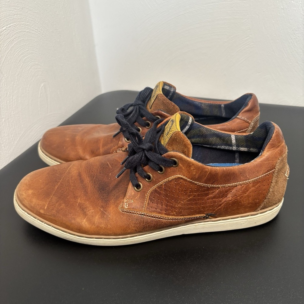Bull Boxer Men's Sneakers Size 12/45 Brown Leather‎ Low Top Lace Up Casual Shoes